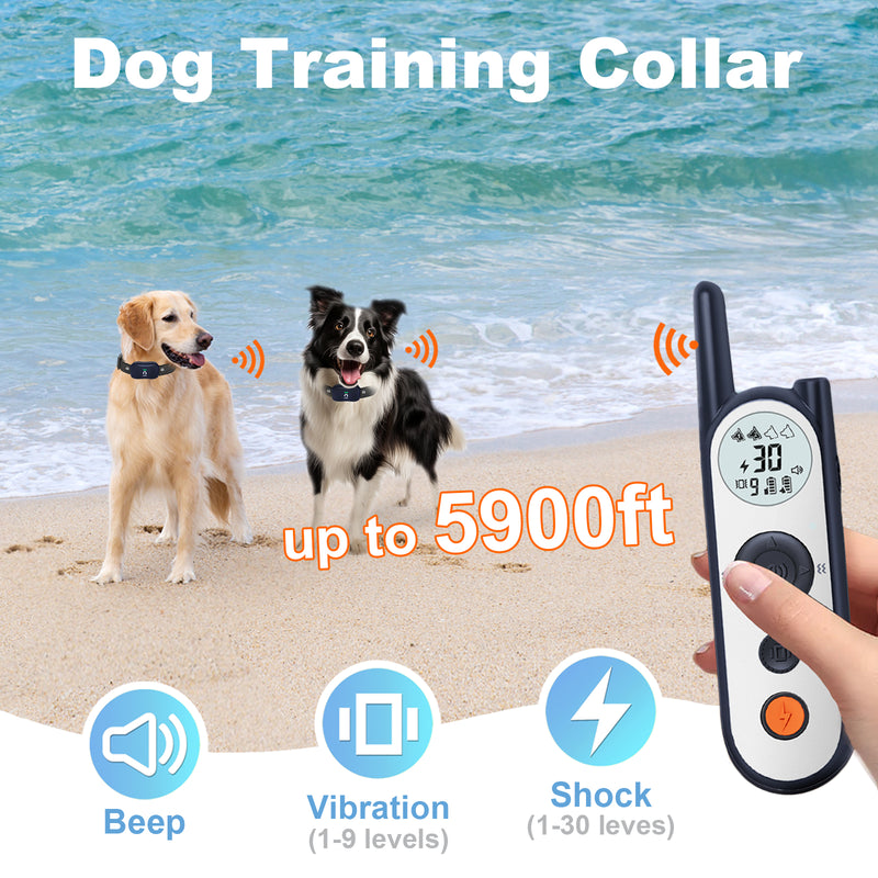 Wireless Dog Fence for 2 Dogs - 25FT to 3500FT Electric Fence for Dogs,185 Days Standby Time Dog Shock Collar with 3 Training Modes,Flash Light and Waterproof (Blue)