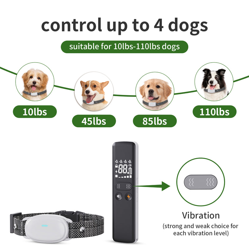 Mimofpet Dog training Collar with Remote - 1000FT Dog Training  Collar with 3 Training Modes, Beep, Vibration, Shock, IPX7 Waterproof Rechargeable Electric Collar for Medium Large Dogs（E1-4Receivers）