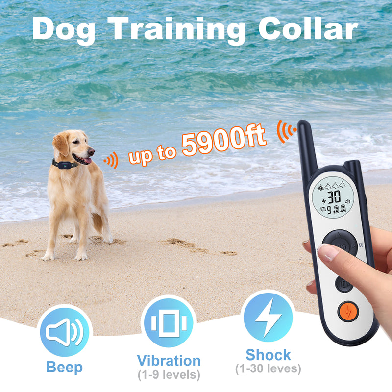 Wireless Dog Fence System with Training Remote,25FT to 3500FT Electric Fence for Dogs,185 Days Standby Time Dog Shock Collar with 3 Training Modes,Light and Waterproof (Blue)