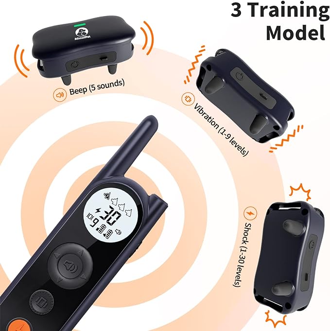 Dog Training Collar - 4000Ft Rechargeable Shock Collar for Medium Large Dogs (10-130Ibs), IPX7 Waterproof Training Collar with 3 Safe Training Modes