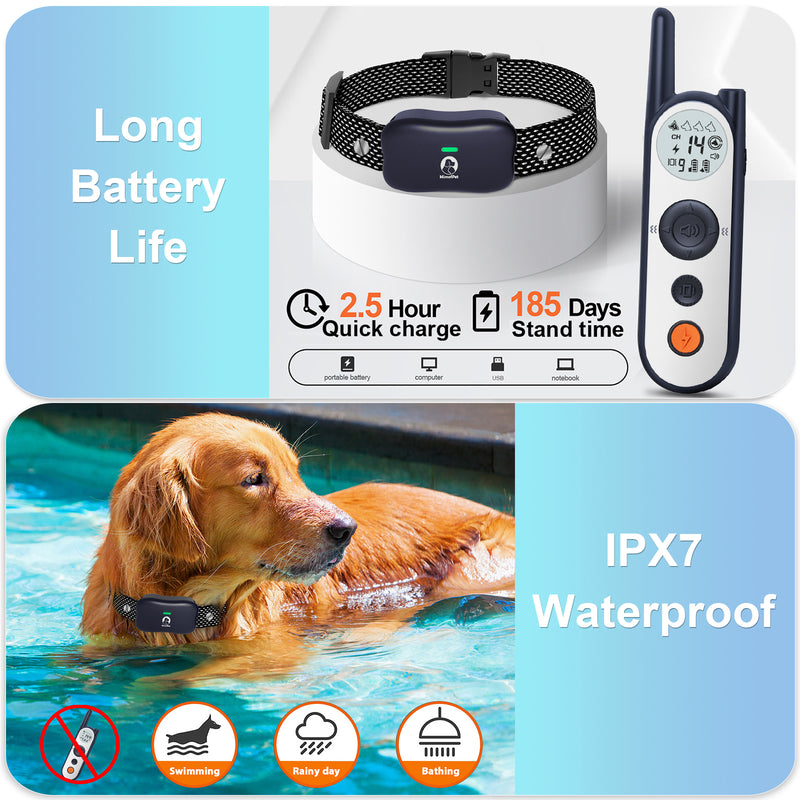 Mimofpet Wireless Dog Fence with Training Remote for 3 Dogs,25FT to 3500FT  Electric Fence,Independent Flashlight, 185 Days Stand Time Dog Shock Collar with 3 Training Modes,Keypad Lock,Light and Waterproof for Large Medium Small Dog（X3-3Receivers）